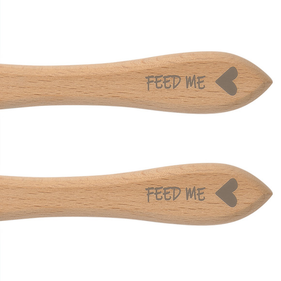 2 Silikon-Löffel mit Holzgriff