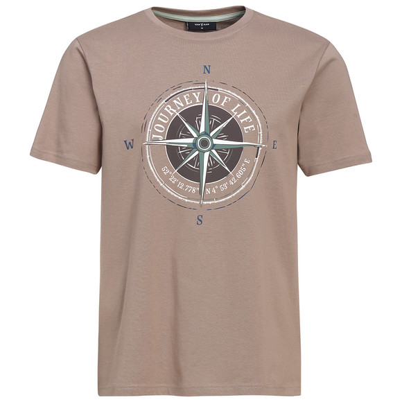 Herren T-Shirt mit Front-Print hellbraun