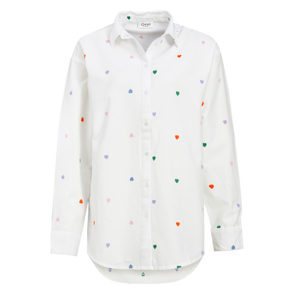 Damen Bluse mit Herz-Stickerei