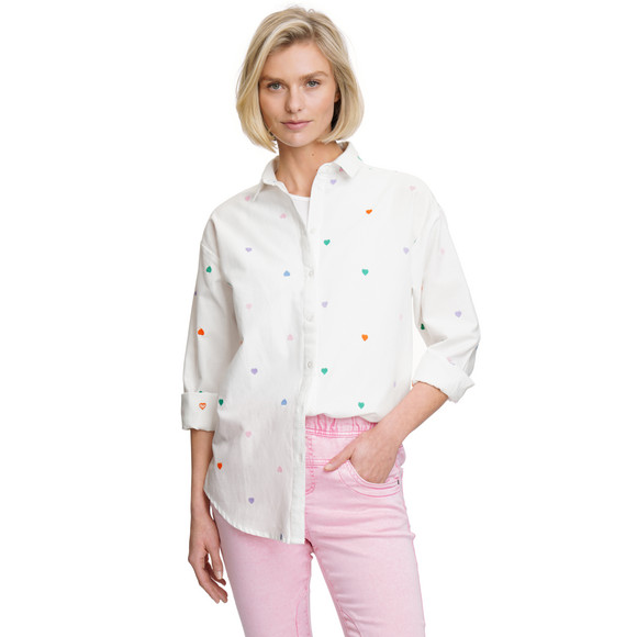 Damen Bluse mit Herz-Stickerei