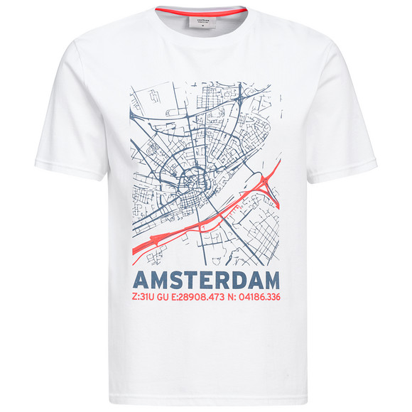 Herren T-Shirt mit Brust-Print weiss