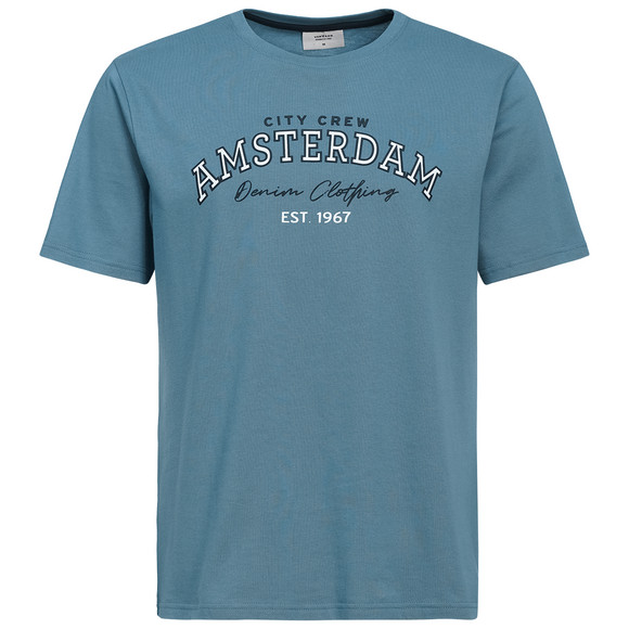 Herren T-Shirt mit Brust-Print blau