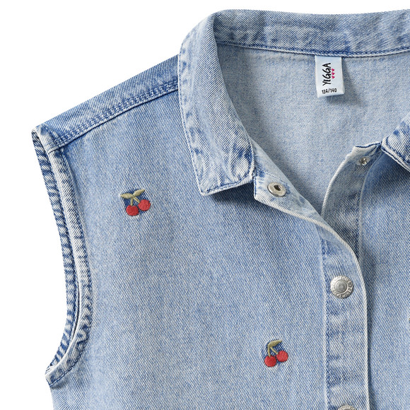 Meisjesjeansblouse met borduurwerk