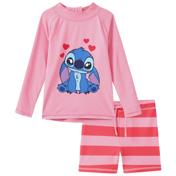 Disney Stitch UV-Set aus Badeshirt und Hose pink / rot