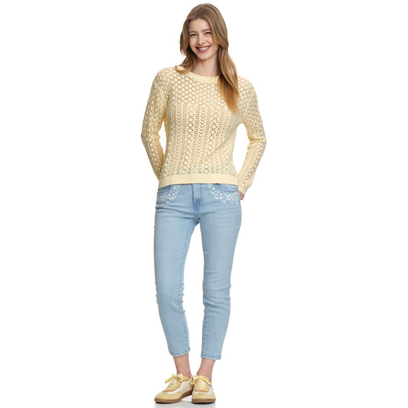 Damen Strickpullover mit Häkel-Muster