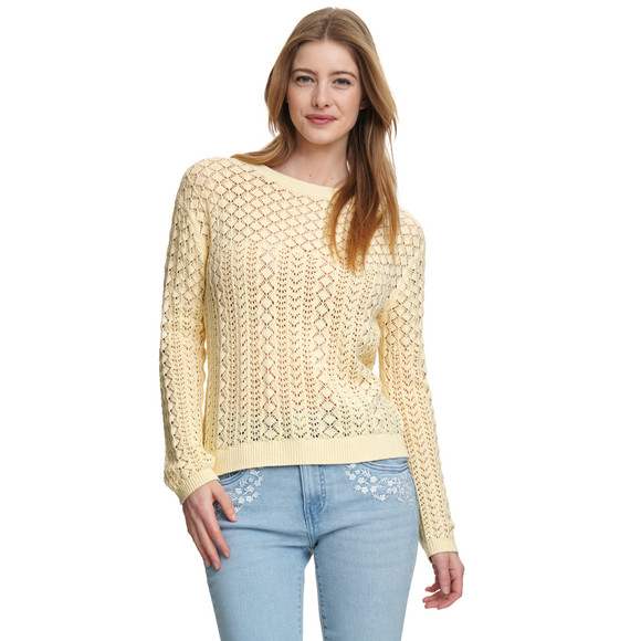Damen Strickpullover mit Häkel-Muster