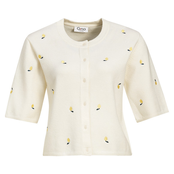 Damen Strickjacke mit Zitronen-Stickerei