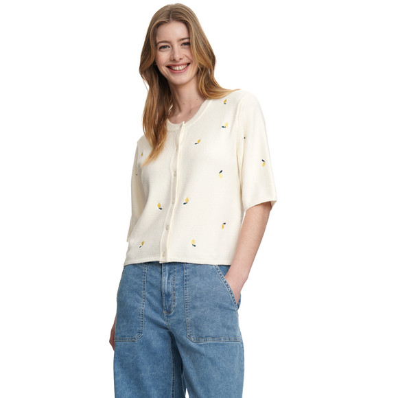 Damen Strickjacke mit Zitronen-Stickerei