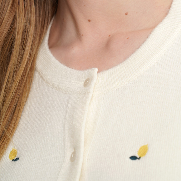 Damen Strickjacke mit Zitronen-Stickerei