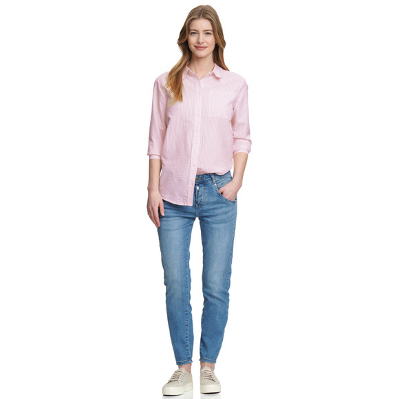 Damen Bluse in Seersucker-Optik