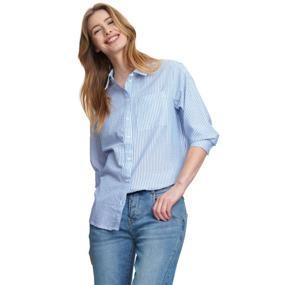Damen Bluse in Seersucker-Optik