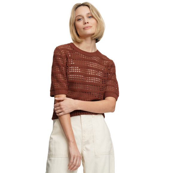 Damen Strick-Shirt mit Lochstrick