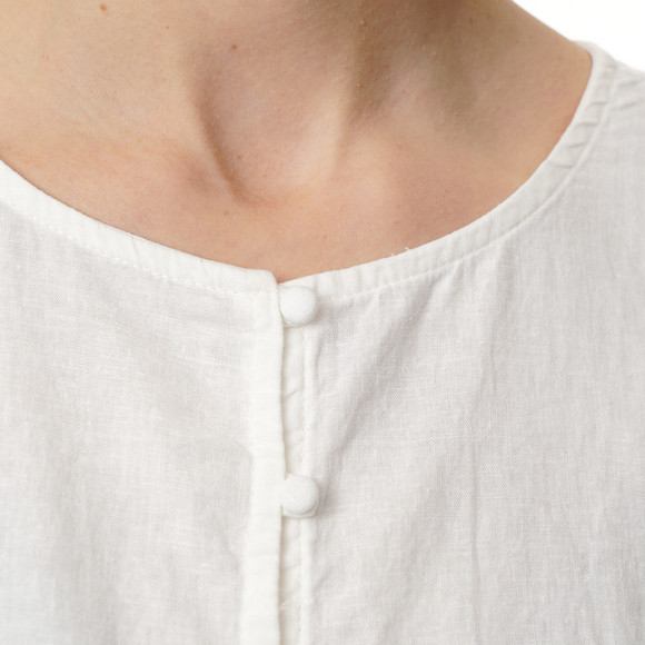 Damen Leinen-Blusentop mit Knopfleiste