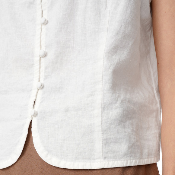 Damen Leinen-Blusentop mit Knopfleiste