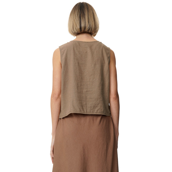 Damen Leinen-Blusentop mit Knopfleiste