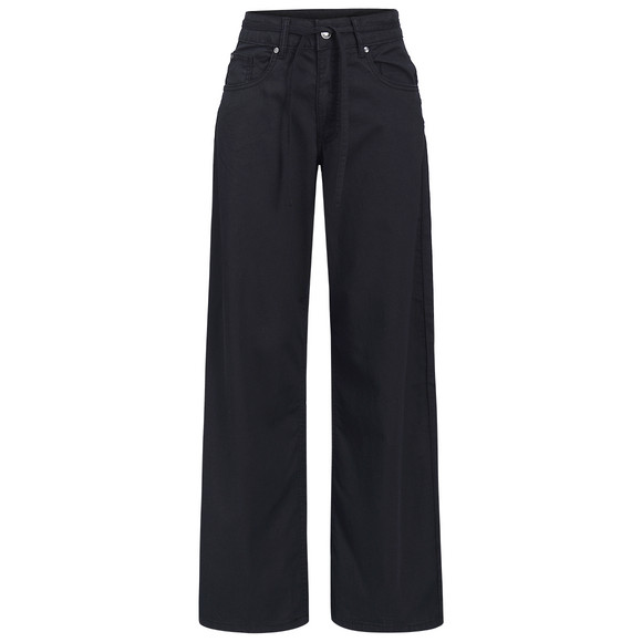 Damen Leinen-Hose mit Wide-Leg schwarz