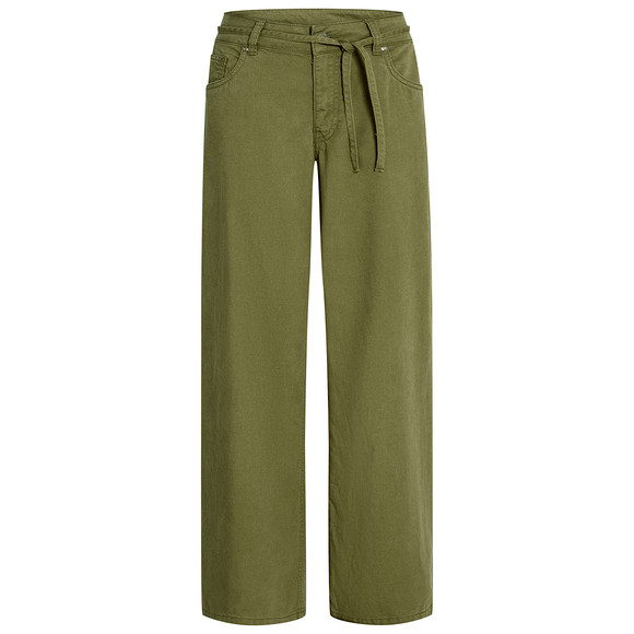 Damen Leinen-Hose mit Wide-Leg oliv