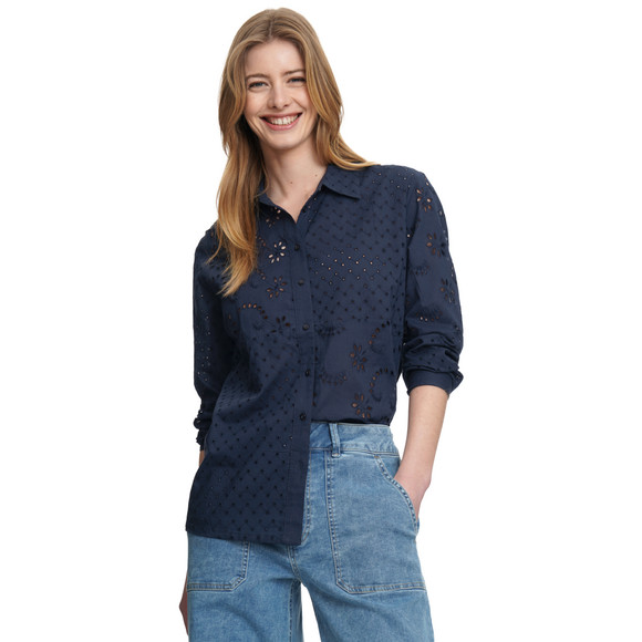 Damen Bluse mit Lochstickerei