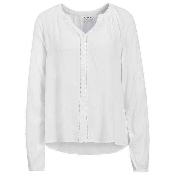 Damen Bluse in Crepp-Optik weiss