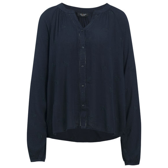 Damen Bluse in Crepp-Optik dunkelblau