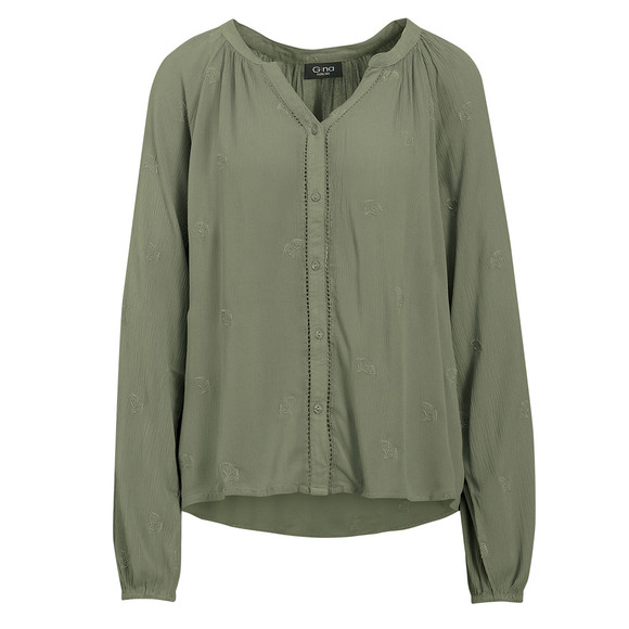 Damen Bluse in Crepp-Optik dunkelgrün
