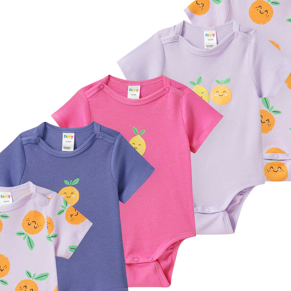 5 Baby Bodys mit Rippstruktur