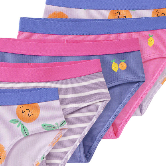 5 Mädchen Slips mit Rippstrukur