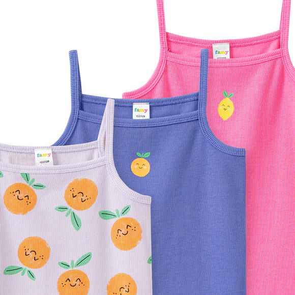 3 Mädchen Unterhemden mit Rippstruktur