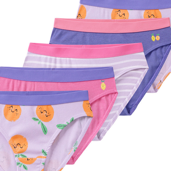 5 Mädchen Slips mit Rippstrukur