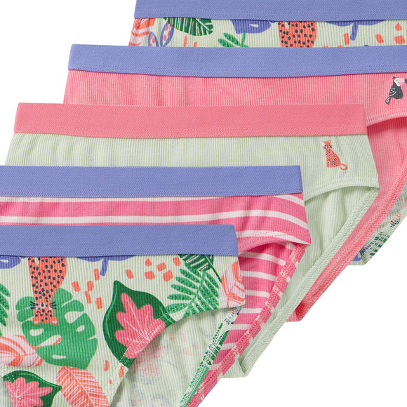 5 Mädchen Slips mit Rippstrukur