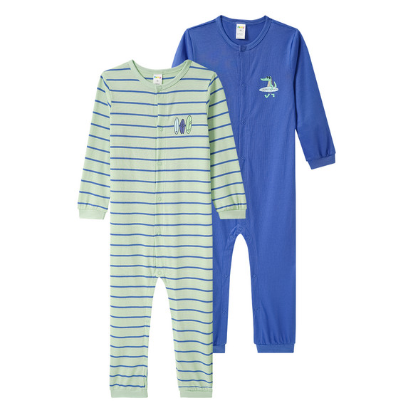 2 Baby Schlafanzüge im Set hellgrün / blau