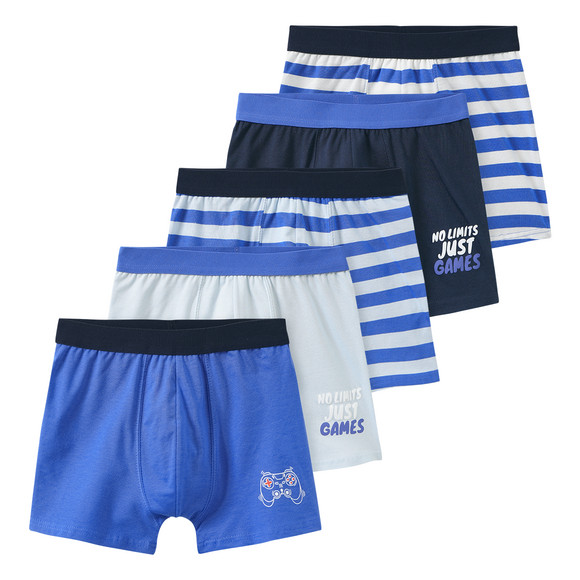 5 Jungen Boxer im Set blau / hellblau / weiss
