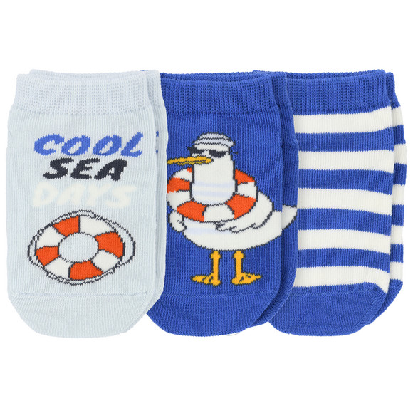 3 Paar Baby Stoppersocken im Set blau / hellblau / weiss