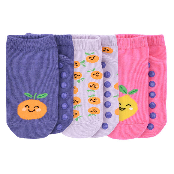 3 Baby Sneaker-Socken mit ABS-Noppen helllila / lila / pink