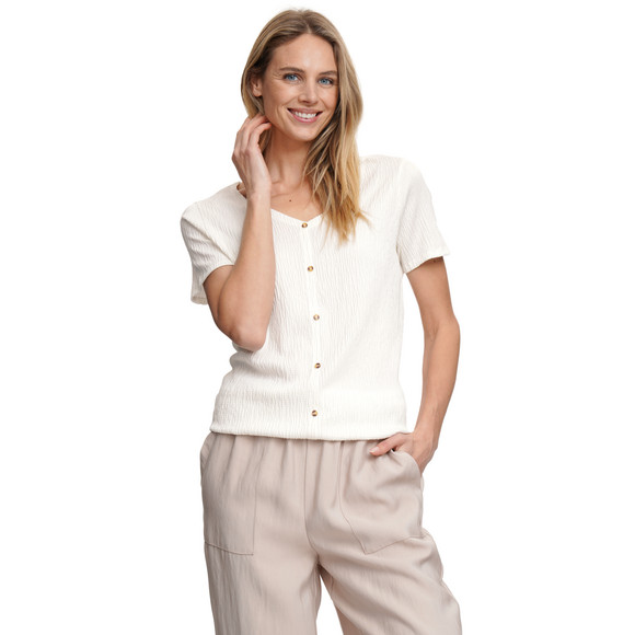 Damen T-Shirt in gekreppter Struktur