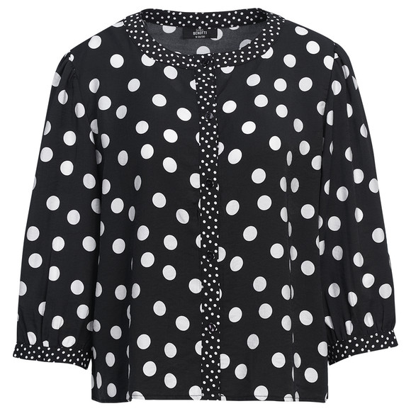 Damen Bluse im Punkte-Dessin schwarz