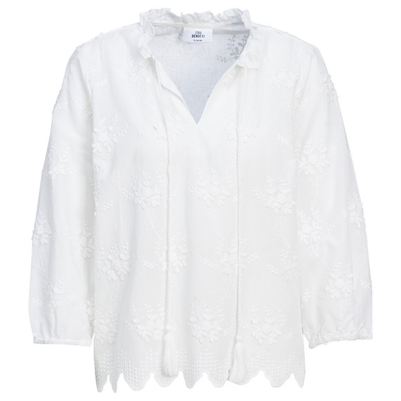 Damen Bluse mit Cut-Out weiss