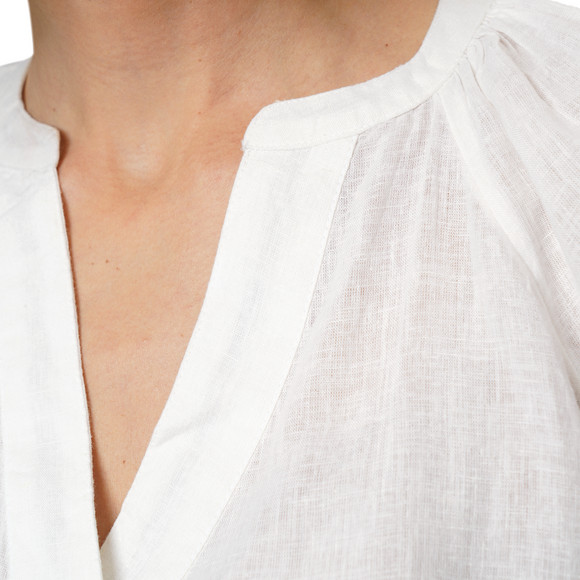 Damen Leinen-Bluse mit Serafino-Ausschnitt