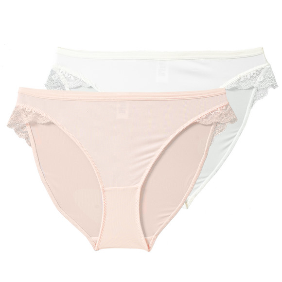 2 Damen Slips mit Spitzenbund