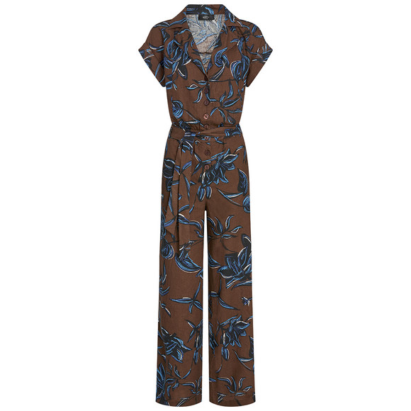 Damen Leinen-Jumpsuit mit Allover-Muster