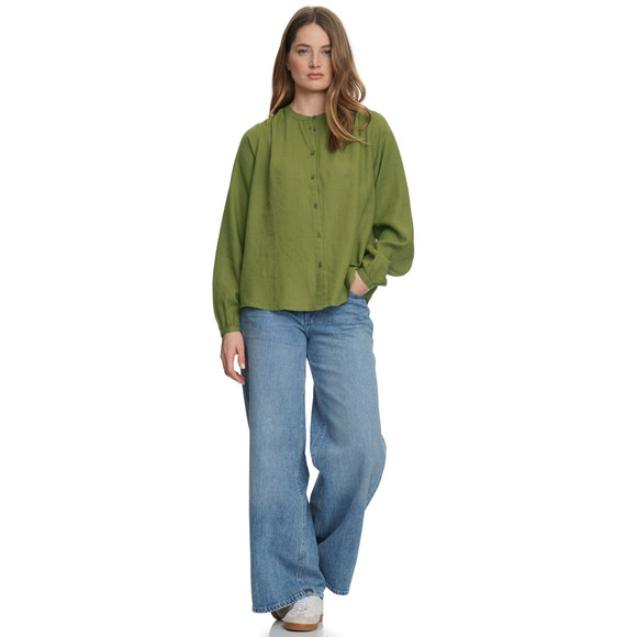 Damen Leinen-Bluse unifarben
