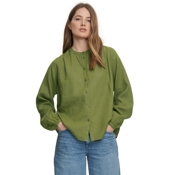 Damen Leinen-Bluse unifarben