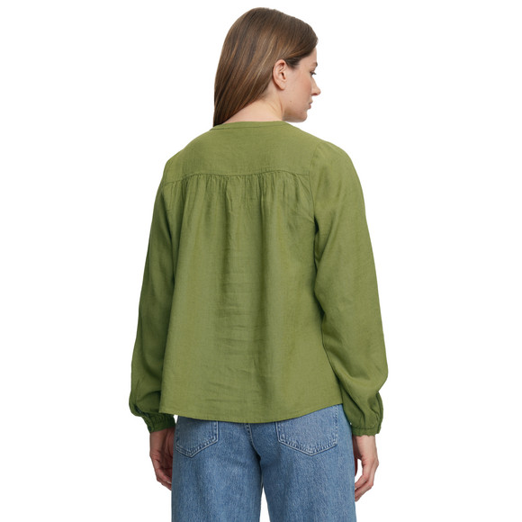 Damen Leinen-Bluse unifarben