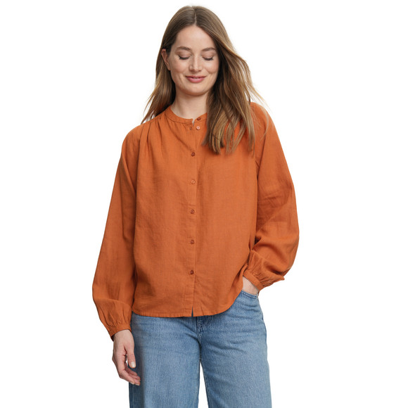 Damen Leinen-Bluse unifarben