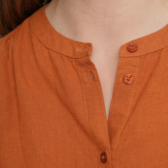 Damen Leinen-Bluse unifarben