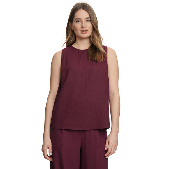 Damen Leinen-Top unifarben