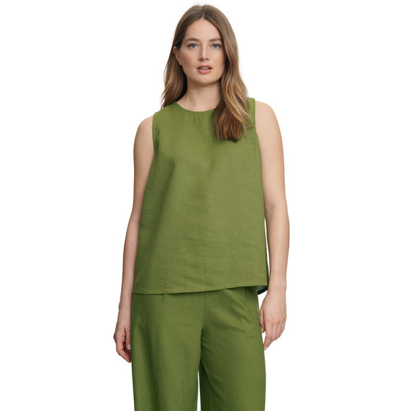 Damen Leinen-Top unifarben