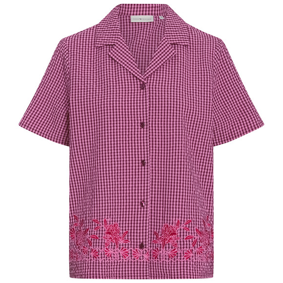 Damen Seersucker-Bluse mit Stickerei