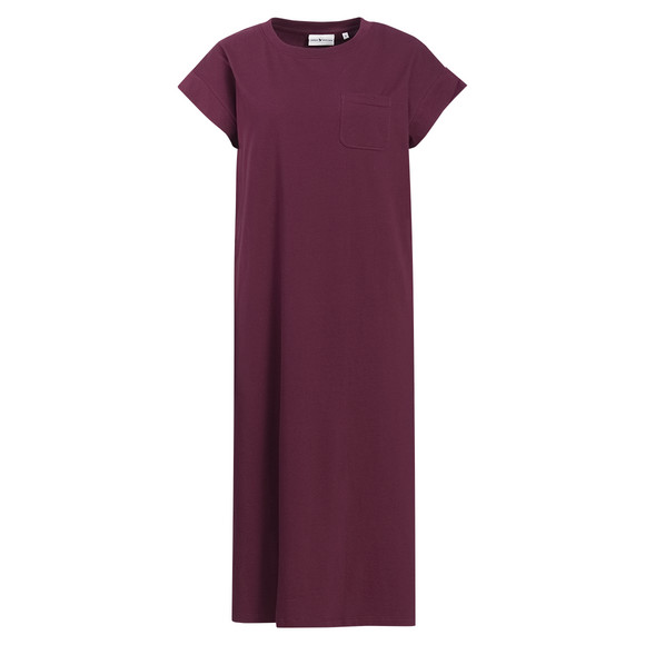 Damen Kleid mit Brusttasche weinrot