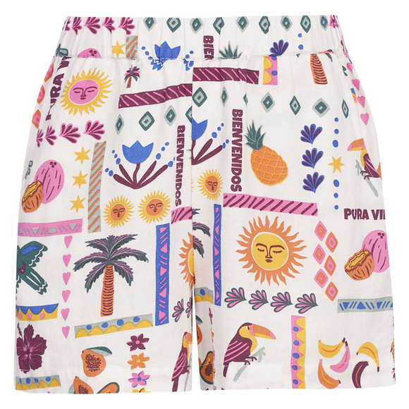 Damen Leinenshorts mit Allover-Print